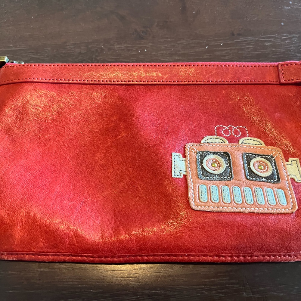 Fossil Burnt Orange Wristlet w/Robot Theme